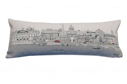 14" X 35" Cream Washington DC Daylight Skyline Lumbar Decorative Pillow HomeRoots