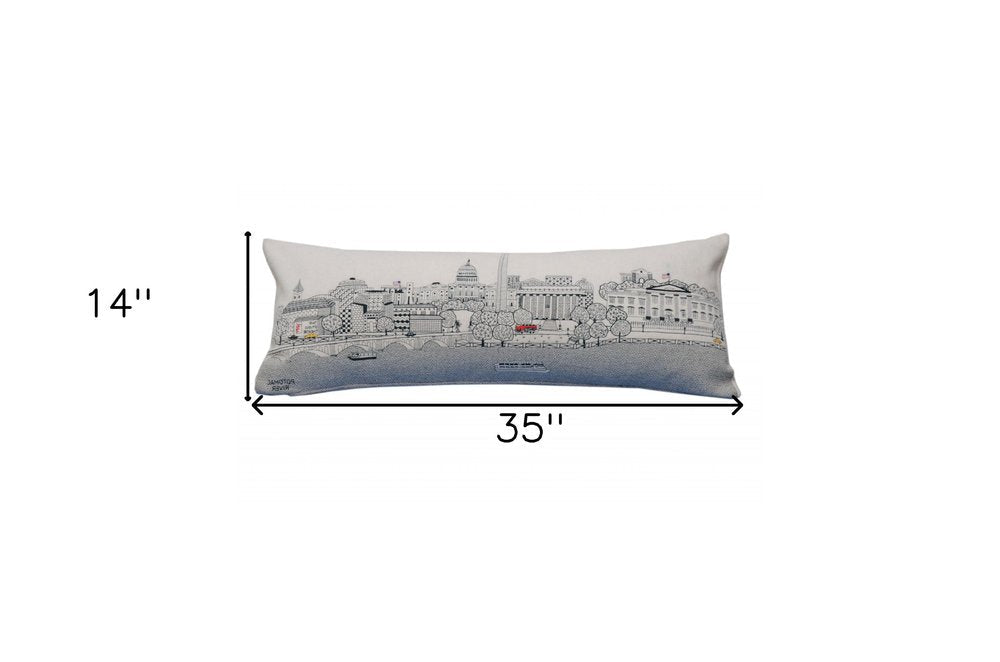 14" X 35" Cream Washington DC Daylight Skyline Lumbar Decorative Pillow — view 8
