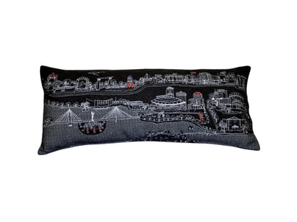 35" Black Wichita Nighttime Skyline Lumbar Decorative Pillow FurniFindUSA