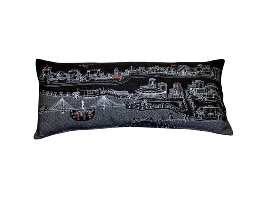 35" Black Wichita Nighttime Skyline Lumbar Decorative Pillow FurniFindUSA