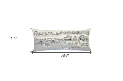 35" White Wichita Daylight Skyline Lumbar Decorative Pillow FurniFindUSA