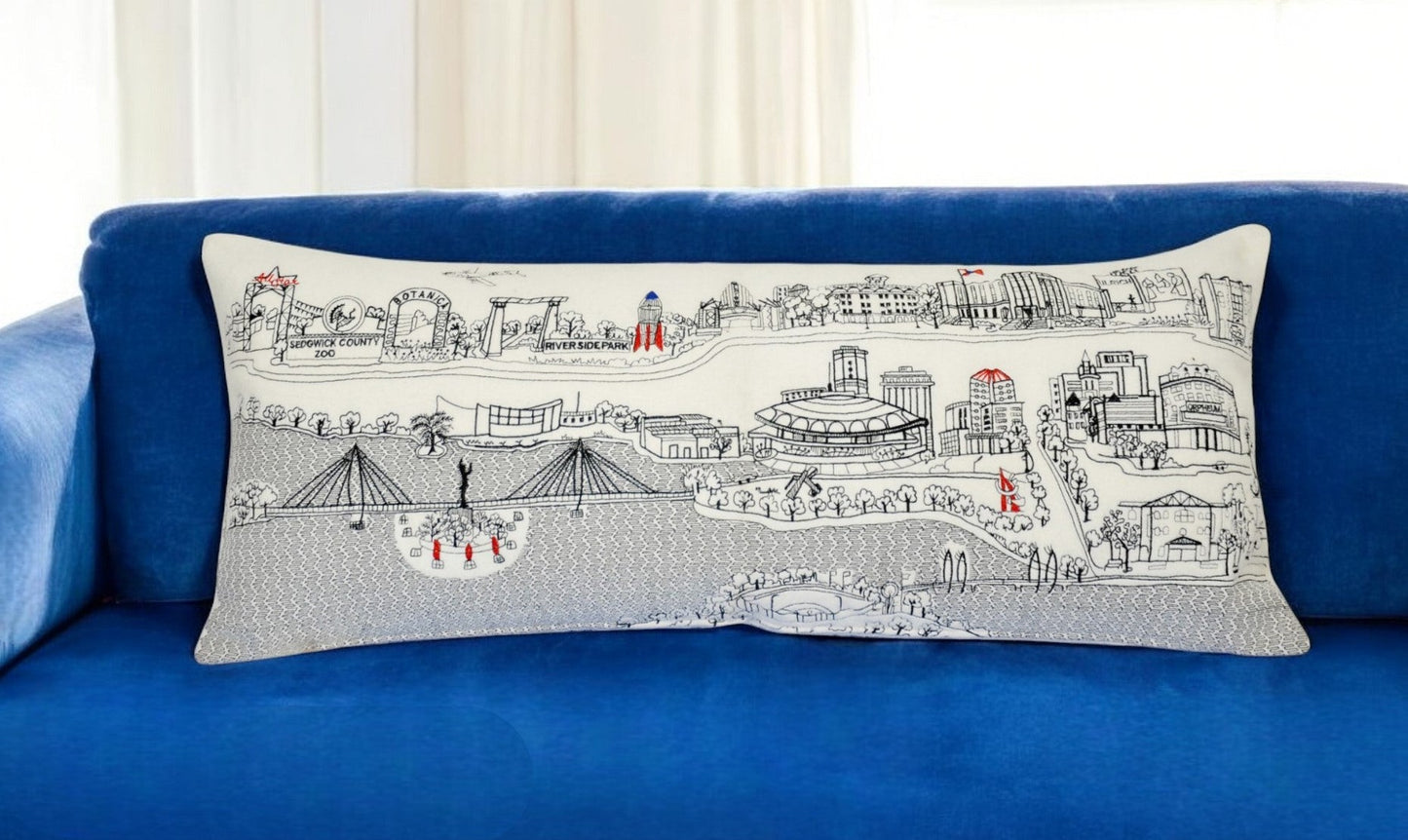 35" White Wichita Daylight Skyline Lumbar Decorative Pillow FurniFindUSA