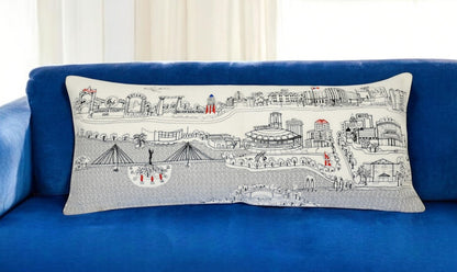 35" White Wichita Daylight Skyline Lumbar Decorative Pillow FurniFindUSA