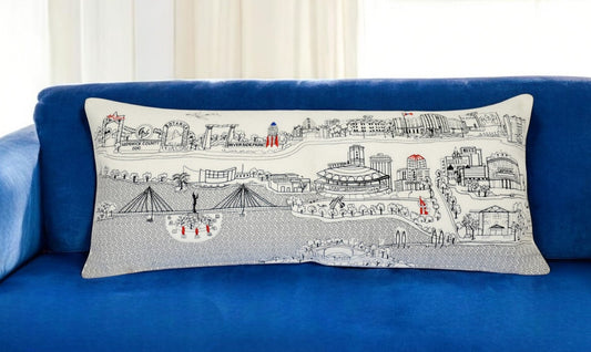 35" White Wichita Daylight Skyline Lumbar Decorative Pillow FurniFindUSA