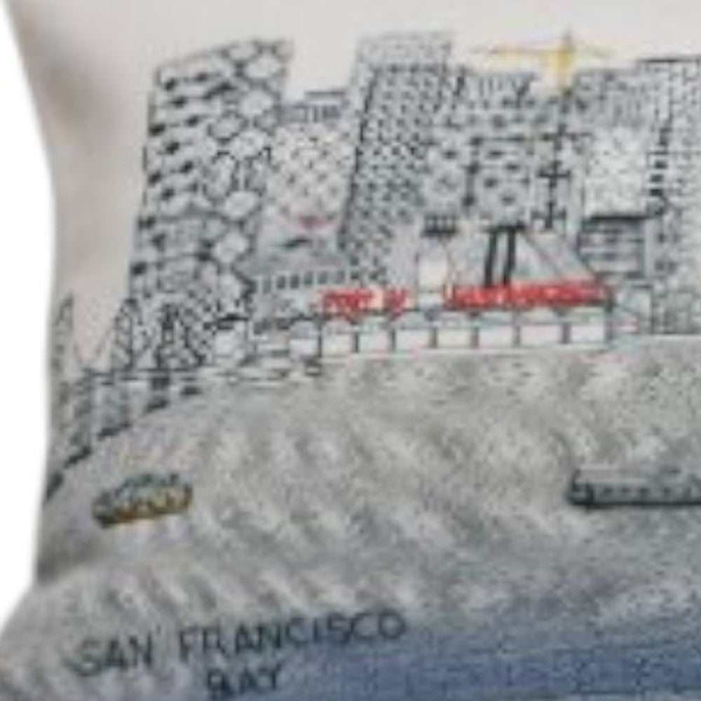 35" White San Francisco Daylight Skyline Lumbar Decorative Pillow FurniFindUSA