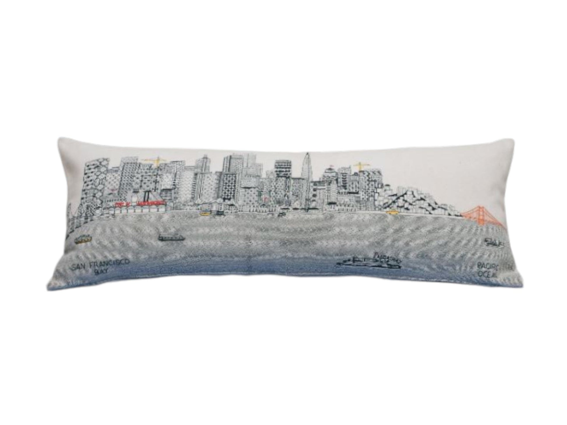 35" White San Francisco Daylight Skyline Lumbar Decorative Pillow FurniFindUSA