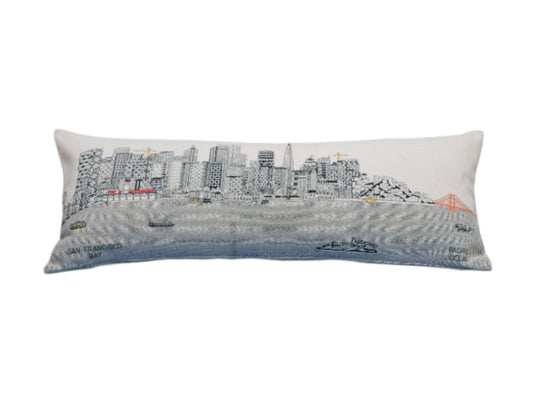 35" White San Francisco Daylight Skyline Lumbar Decorative Pillow FurniFindUSA
