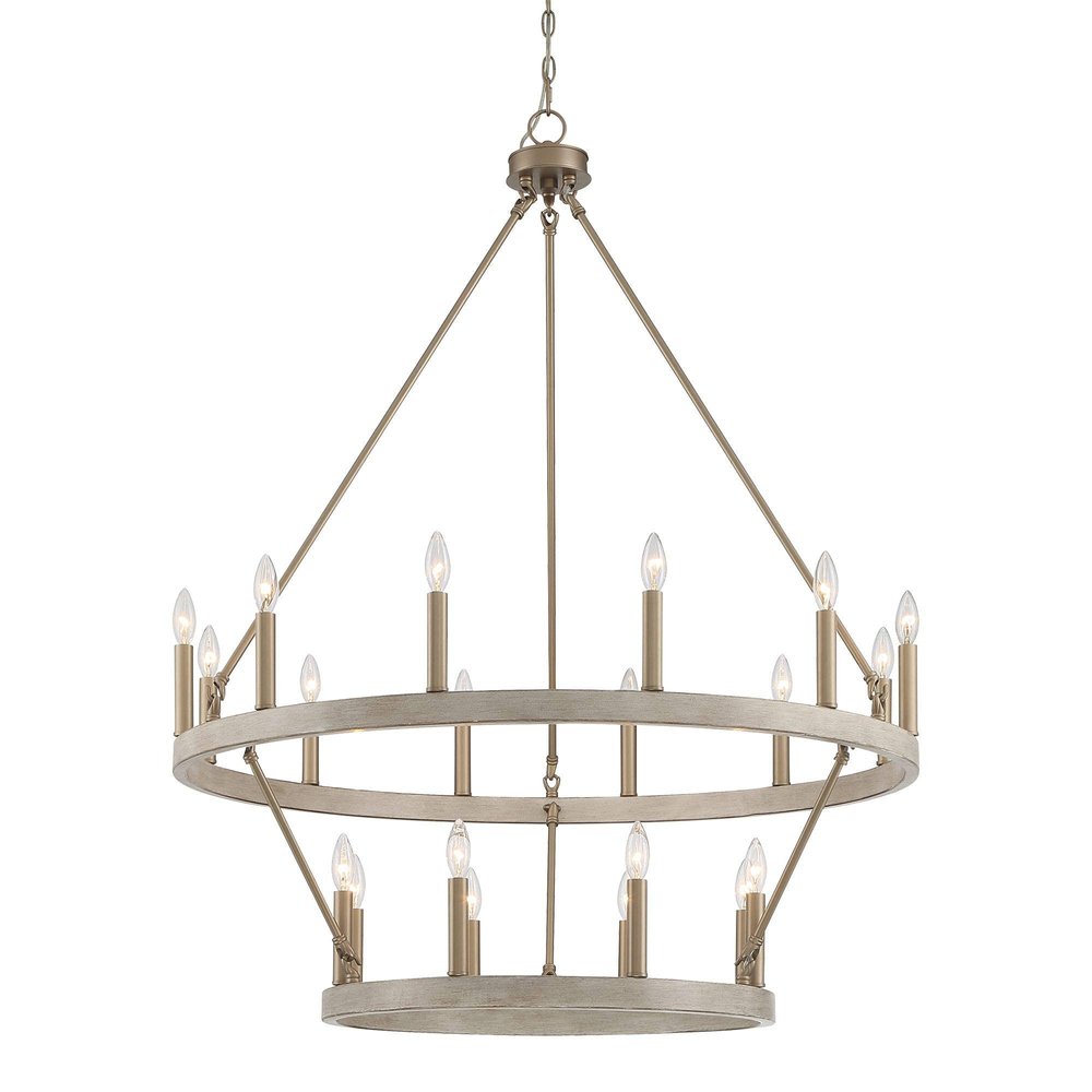 Brass Candle Style Multi Light Metal Dimmable Chandelier — view 1