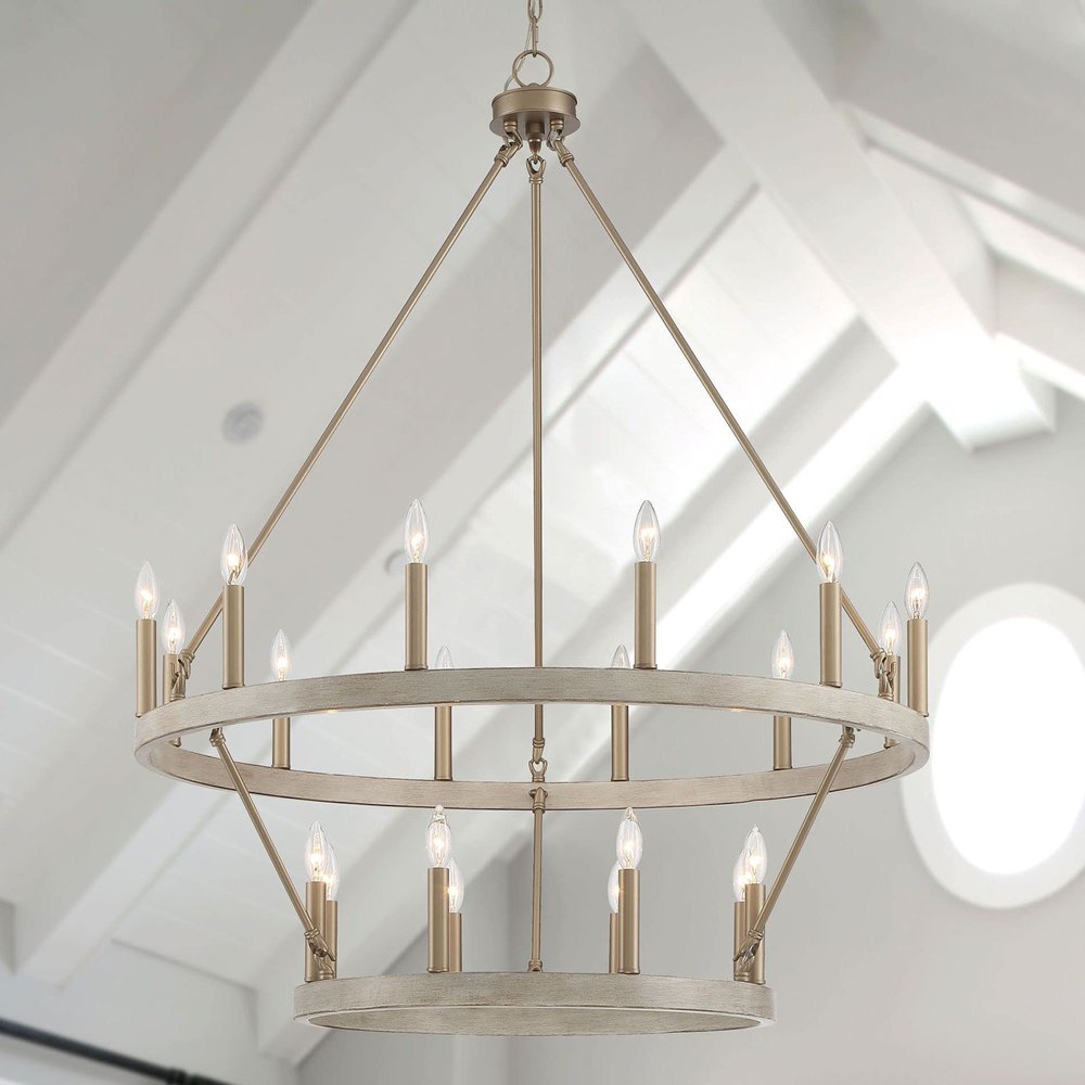 Brass Candle Style Multi Light Metal Dimmable Chandelier — view 2