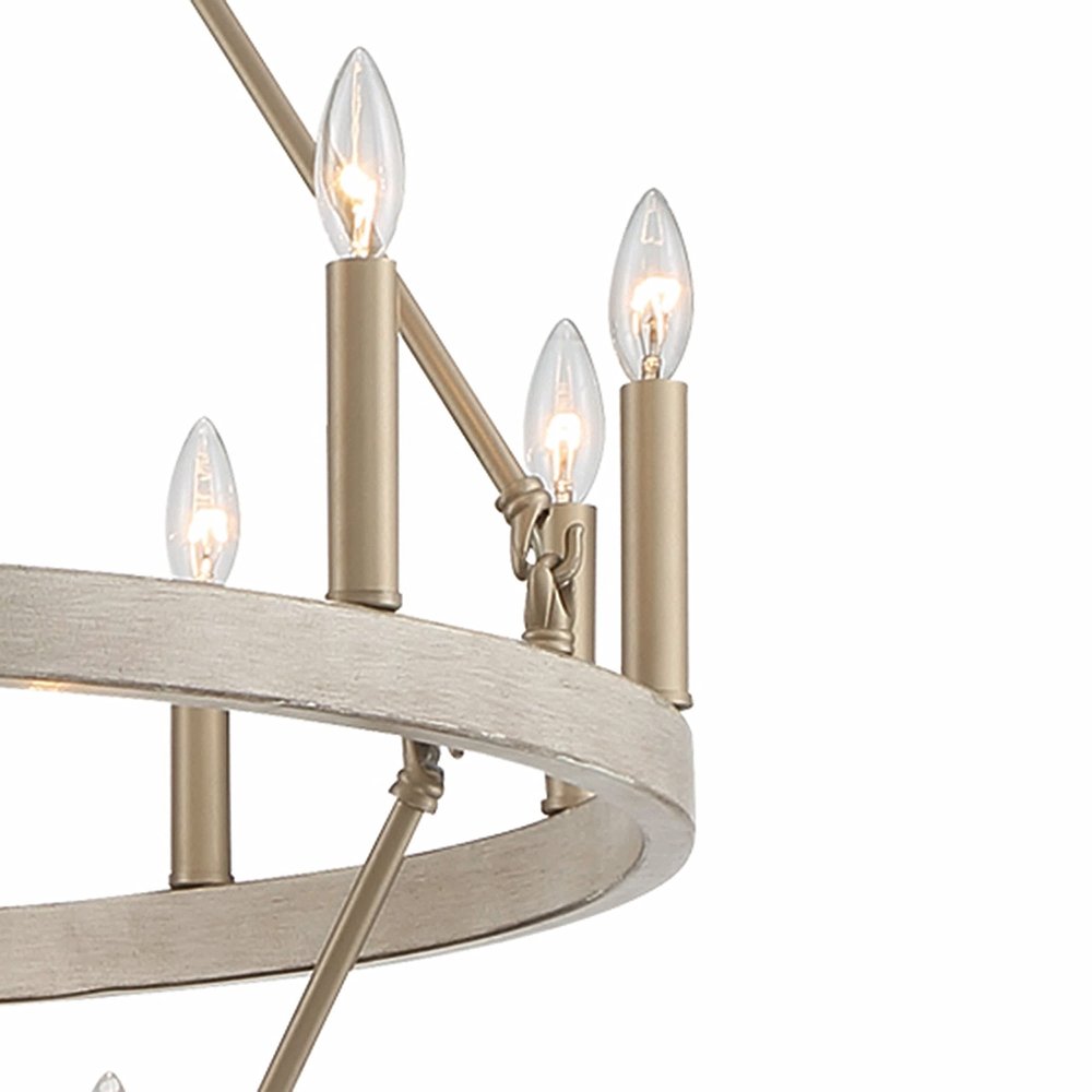 Brass Candle Style Multi Light Metal Dimmable Chandelier — view 4