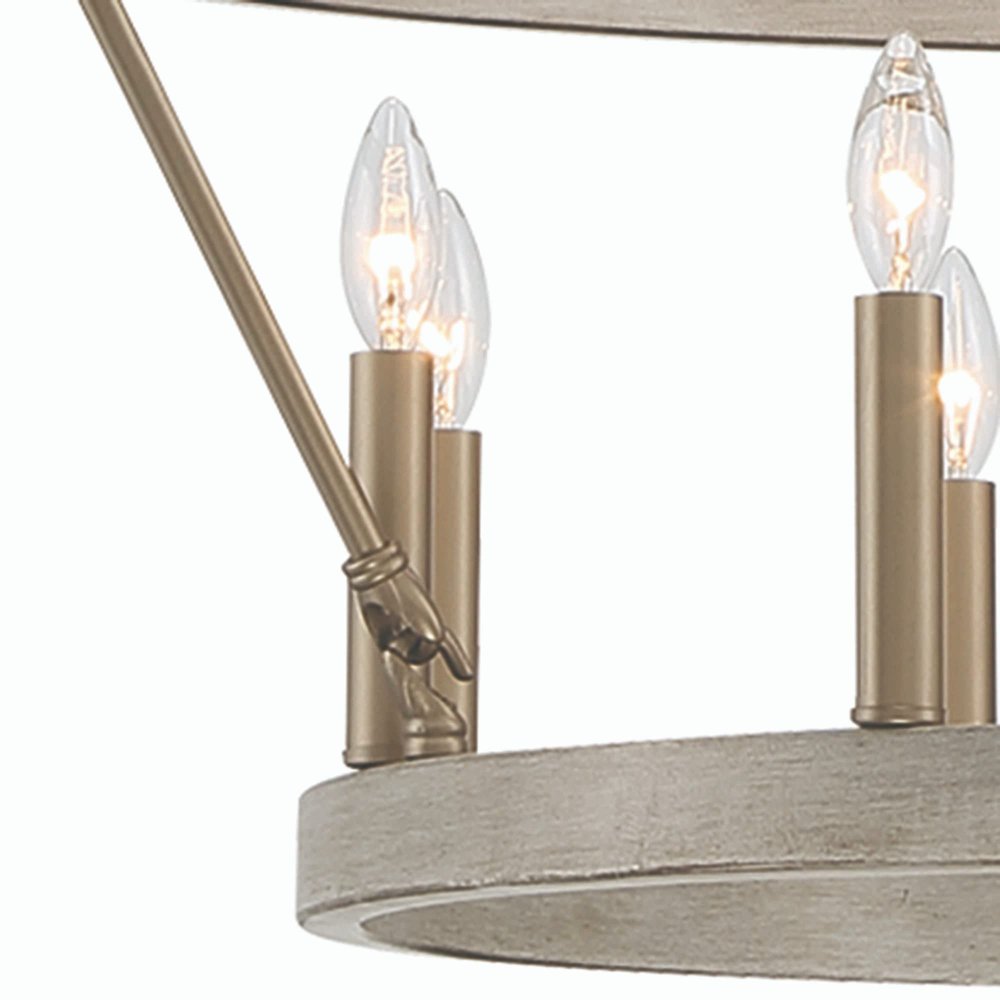 Brass Candle Style Multi Light Metal Dimmable Chandelier — view 5