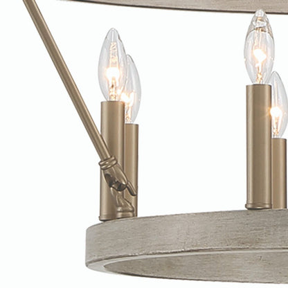Brass Candle Style Multi Light Metal Dimmable Chandelier