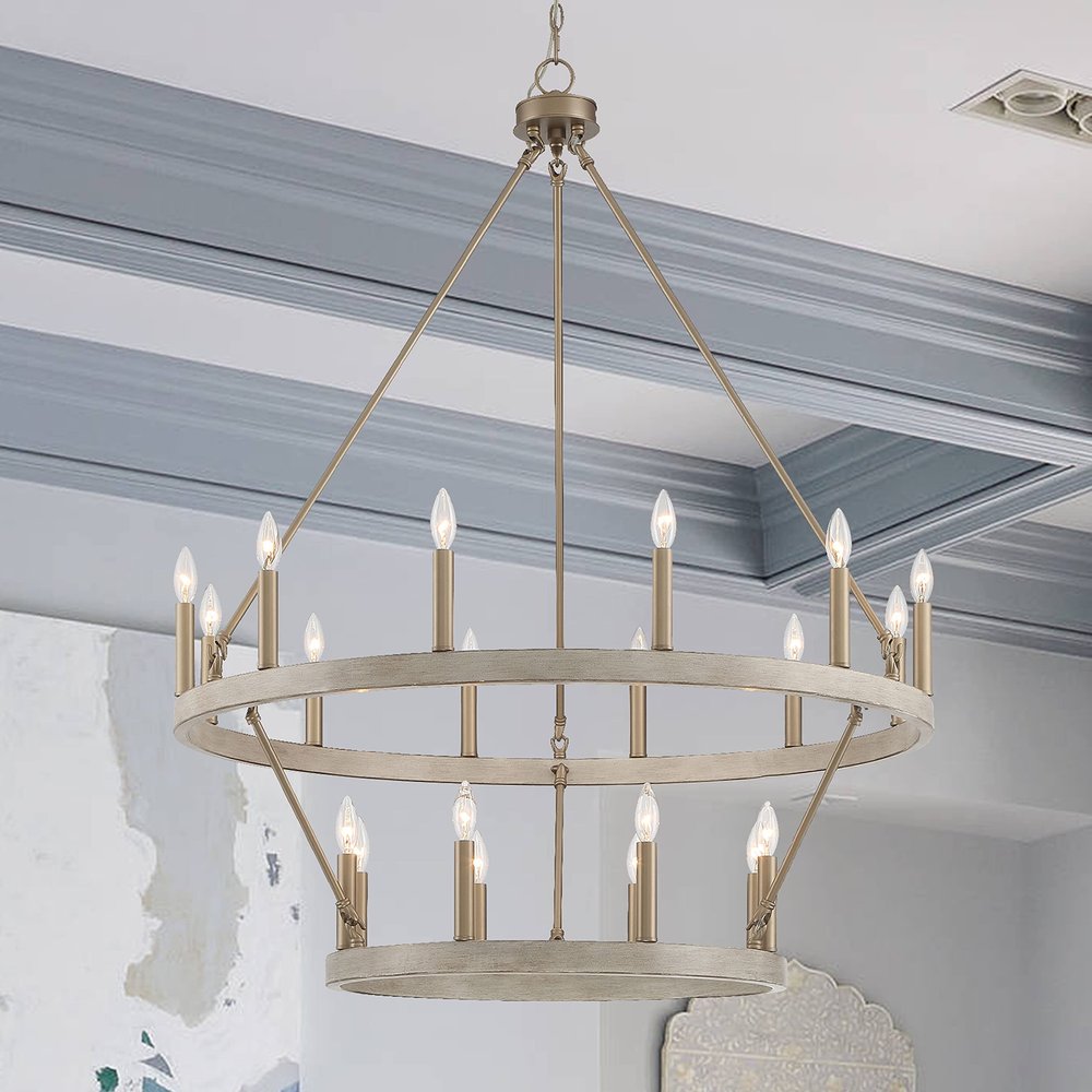 Brass Candle Style Multi Light Metal Dimmable Chandelier — view 6