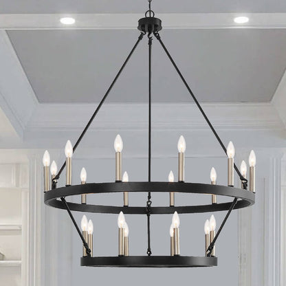 Black Candle Style Multi Light Metal Dimmable Chandelier