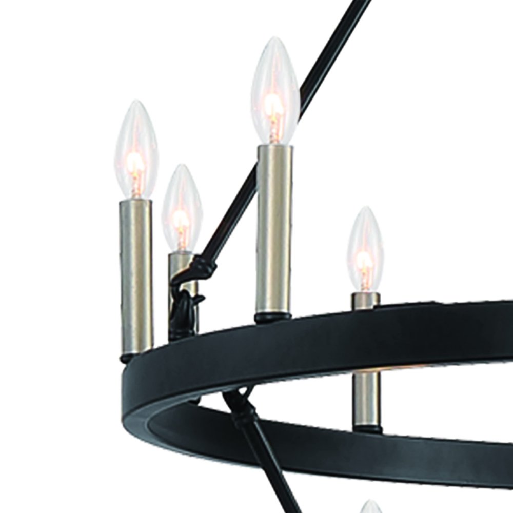 Black Candle Style Multi Light Metal Dimmable Chandelier — view 4
