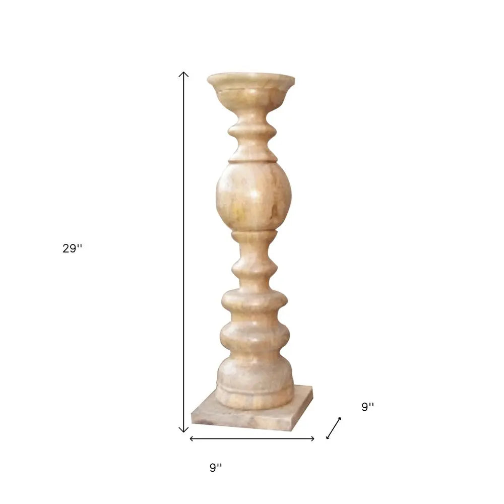 29" Natural Floor Solid Wood Candle Holder HomeRoots