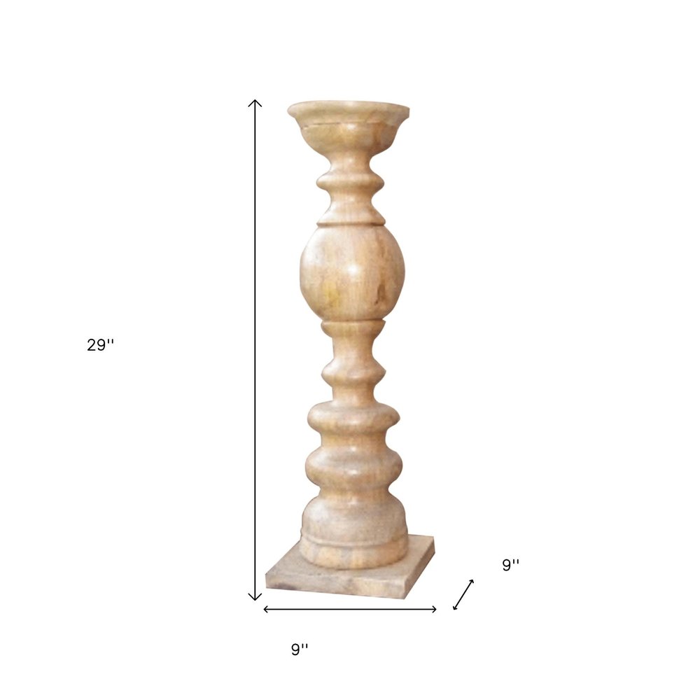 29" Natural Floor Solid Wood Candle Holder — view 4