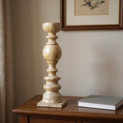 29" Natural Floor Solid Wood Candle Holder HomeRoots