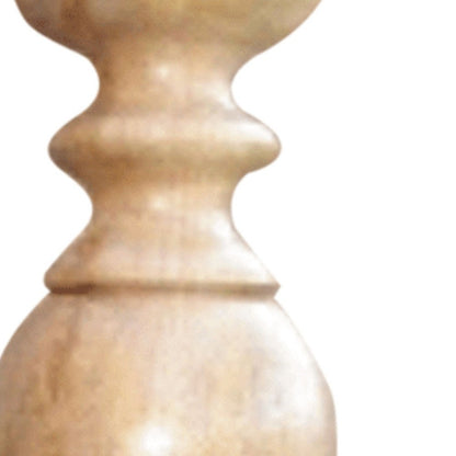 24" Natural Solid Wood Floor Pillar Candle Holder HomeRoots