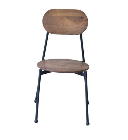 Set of Two Brown And Black Metal and Wood King Louis Back Dining Side Chairs HomeRoots