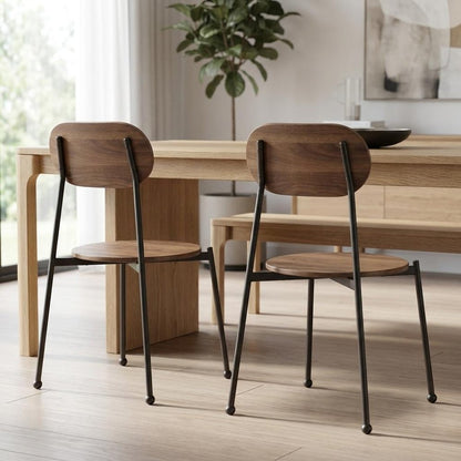 Set of Two Brown And Black Metal and Wood King Louis Back Dining Side Chairs HomeRoots