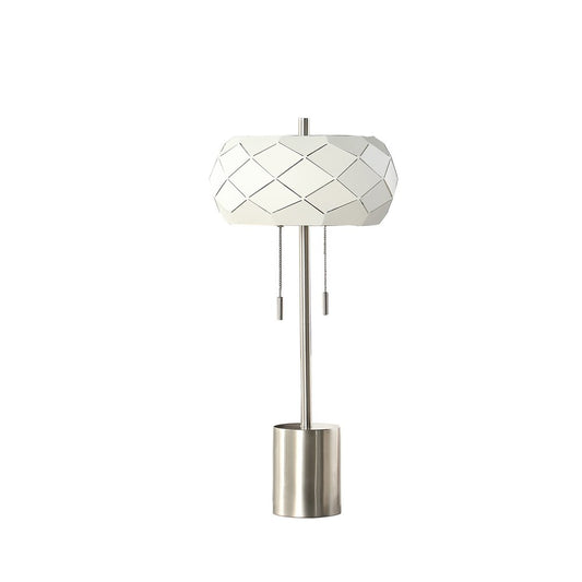28" Silver Metal Table Lamp With Geometric Laser Cut Metal Shade HomeRoots