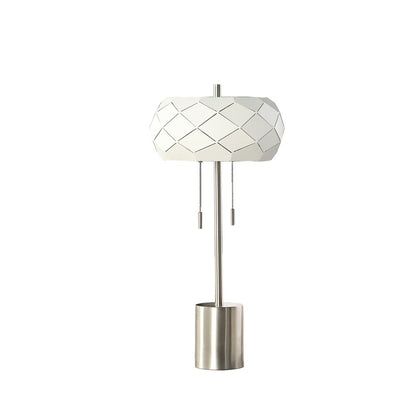 28" Silver Metal Table Lamp With Geometric Laser Cut Metal Shade HomeRoots