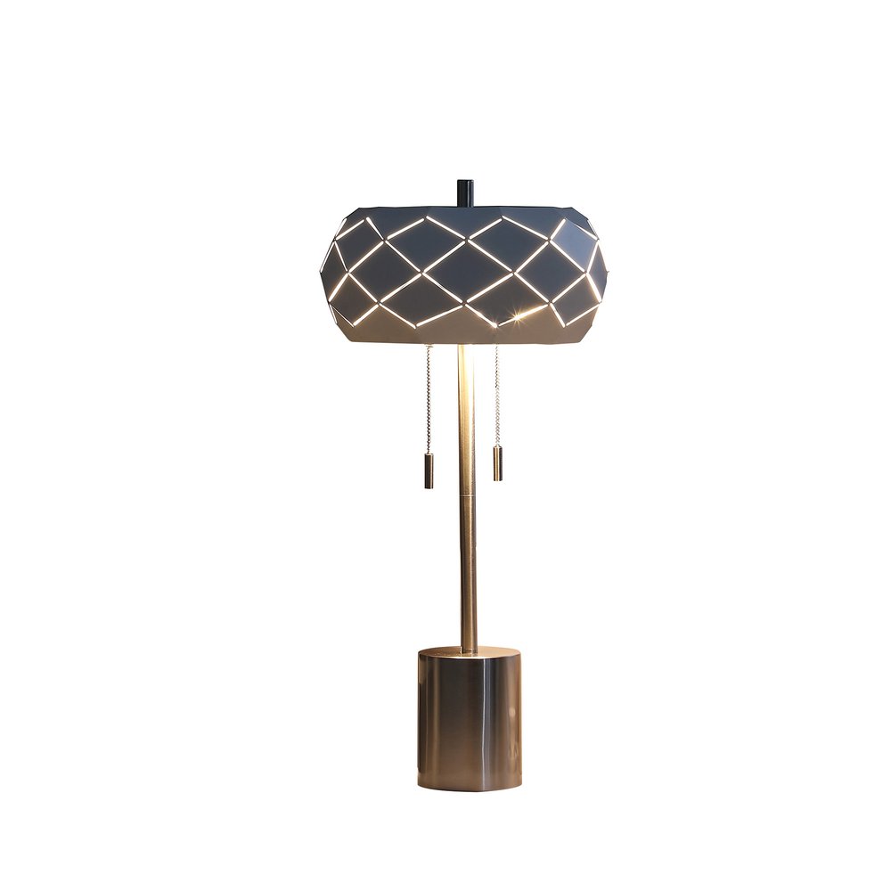 28" Silver Metal Table Lamp With Geometric Laser Cut Metal Shade — view 2