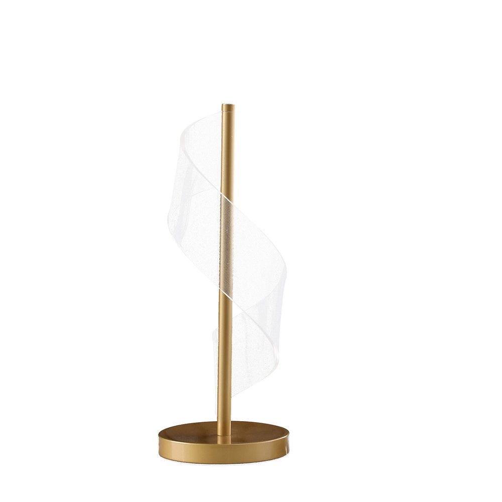 19" Wave Swirl Acrylic Led Brushed Gold Table Lamp Gold Table Lamp — view 1