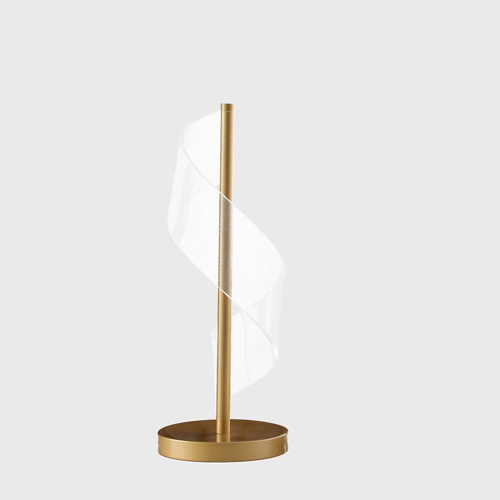 19" Wave Swirl Acrylic Led Brushed Gold Table Lamp Gold Table Lamp — view 4
