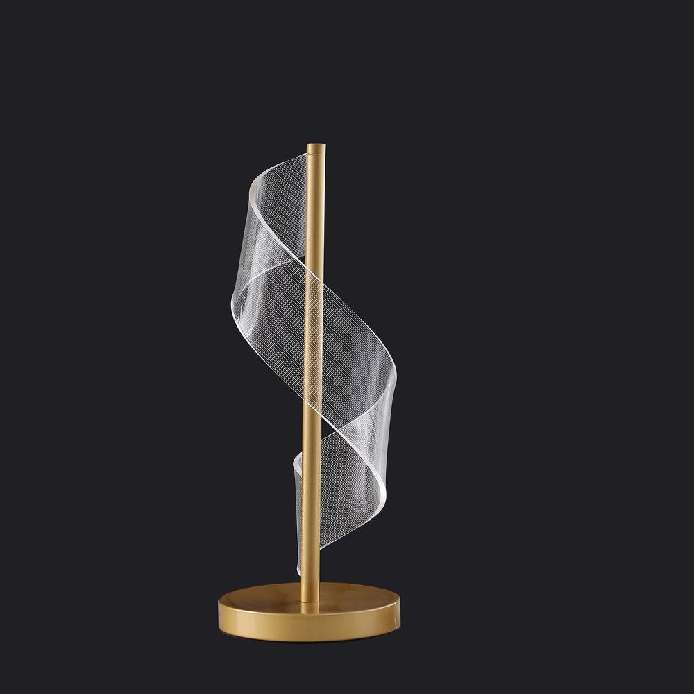 19" Wave Swirl Acrylic Led Brushed Gold Table Lamp Gold Table Lamp — view 5