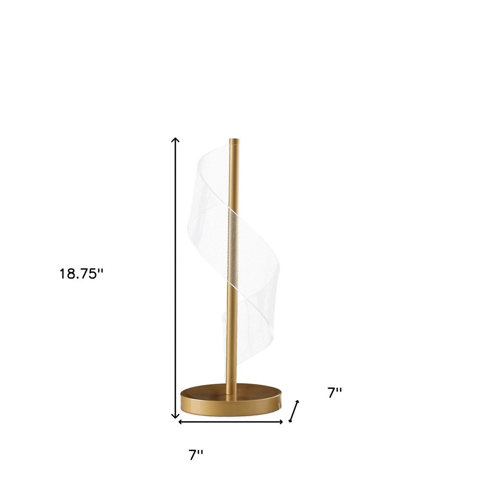 19" Wave Swirl Acrylic Led Brushed Gold Table Lamp Gold Table Lamp — view 6
