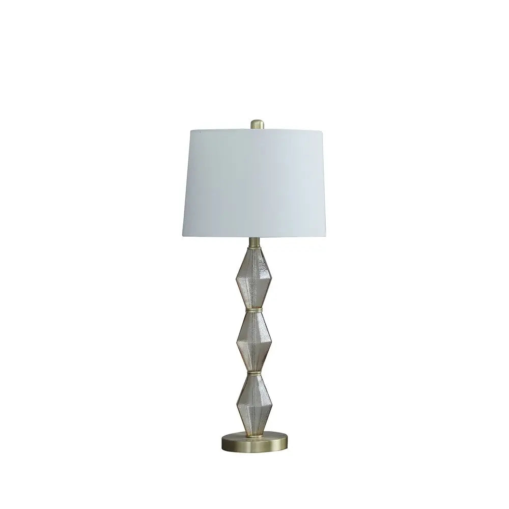 30" Brushed Gold Geo Glass Table Lamp With Shade HomeRoots