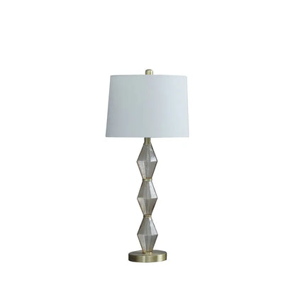 30" Brushed Gold Geo Glass Table Lamp With Shade HomeRoots