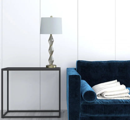 30" Brushed Gold Geo Glass Table Lamp With Shade HomeRoots