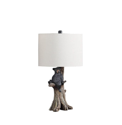 25" Black Bear in a Tree  Table Lamp With Beige Shade HomeRoots