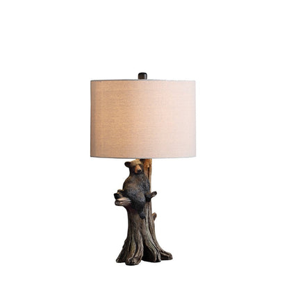 25" Black Bear in a Tree  Table Lamp With Beige Shade HomeRoots