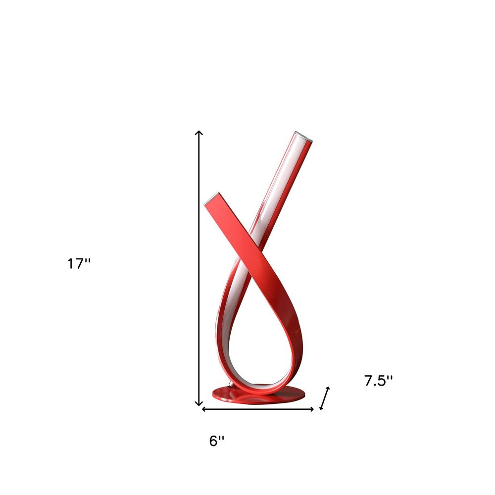 17" Red Modern Abstract Ribbons Table Lamp HomeRoots