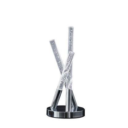 15" Silver Acrylic and Metal Three Rod Abstract  Table Lamp HomeRoots