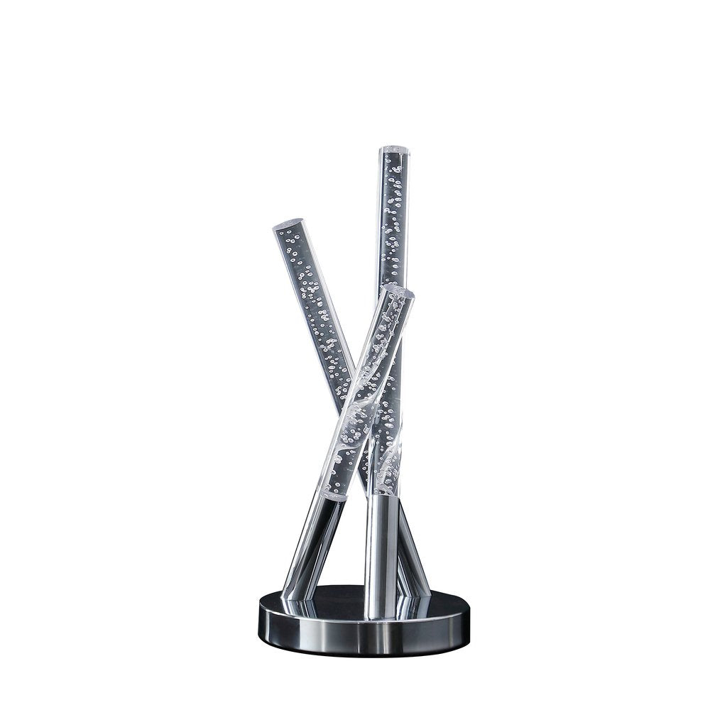 15" Silver Acrylic and Metal Three Rod Abstract  Table Lamp — view 5