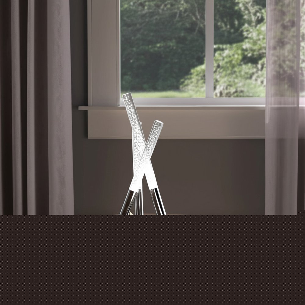 15" Silver Acrylic and Metal Three Rod Abstract  Table Lamp HomeRoots