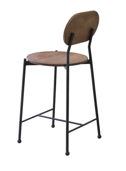 25" Brown And Black Solid Wood And Iron Low Back Bar Height Bar Chair HomeRoots