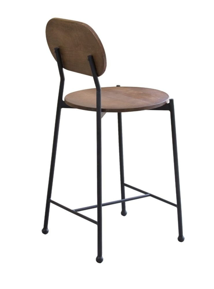 25" Brown And Black Solid Wood And Iron Low Back Bar Height Bar Chair HomeRoots