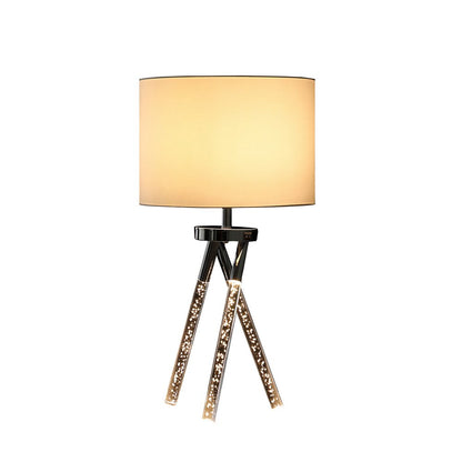 26" Silver and LED Acrylic Tripod Table Lamp With White Shade HomeRoots