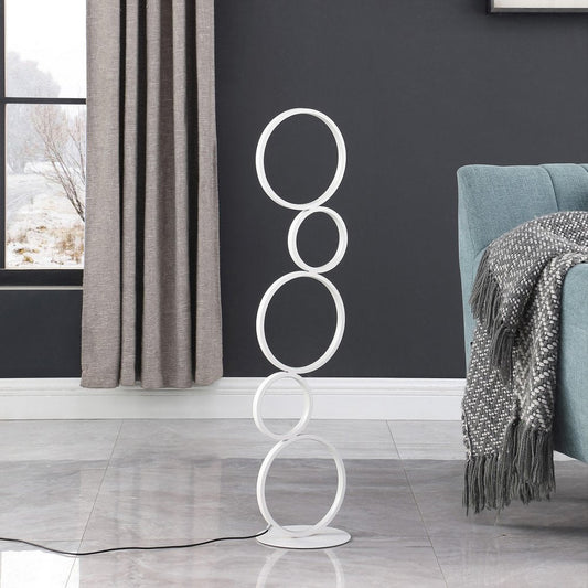 39" White Metal Five Circle Geometric Sculpture LED Table Lamp HomeRoots