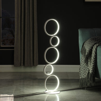 39" White Metal Five Circle Geometric Sculpture LED Table Lamp