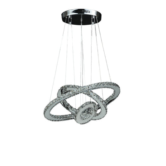 Silver Metal and Crystals LED Dimmable Chandelier HomeRoots