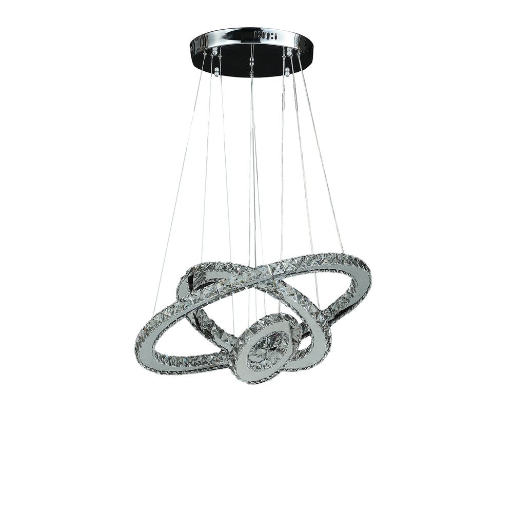Silver Metal and Crystals LED Dimmable Chandelier HomeRoots