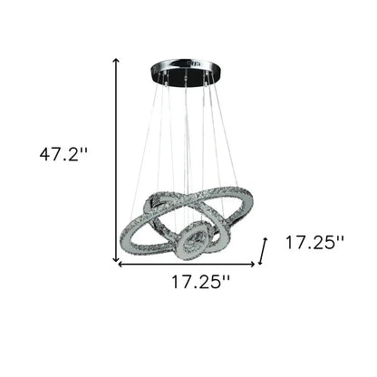 Silver Metal and Crystals LED Dimmable Chandelier HomeRoots