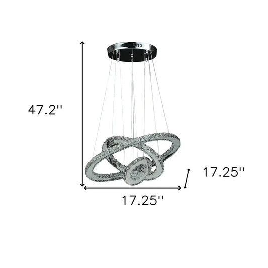 Silver Metal and Crystals LED Dimmable Chandelier HomeRoots